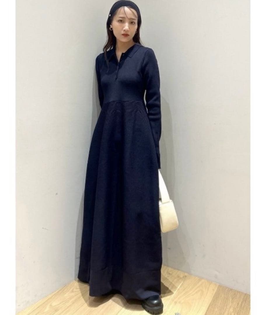 新品スタイルミキサー　フォルムポロニットワンピース　Mサイズ　ネイビー