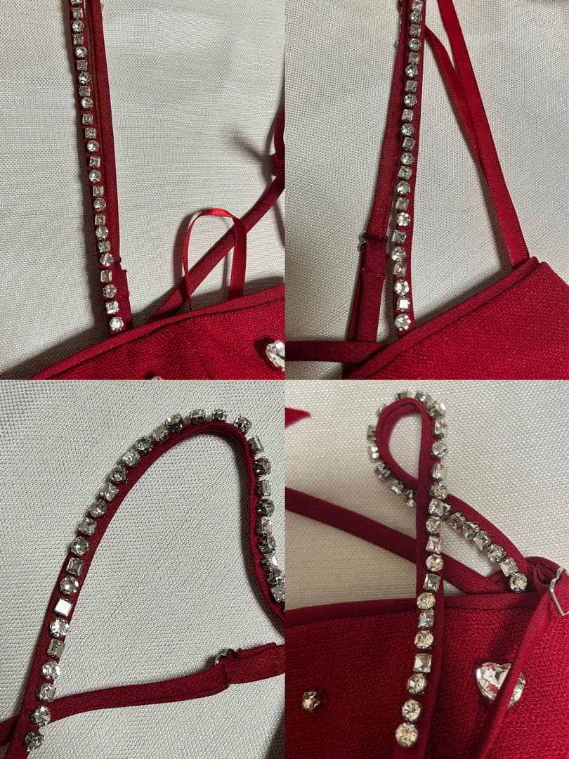 sugar 赤いビジュー付きクロップトップセット