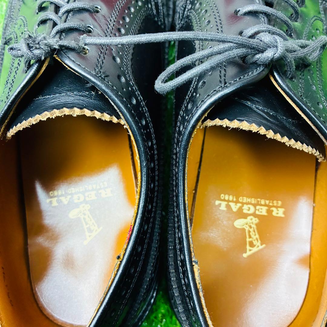 【極美品】REGAL 革靴 ウィングチップ 外羽根 厚底 メダリオン 25½