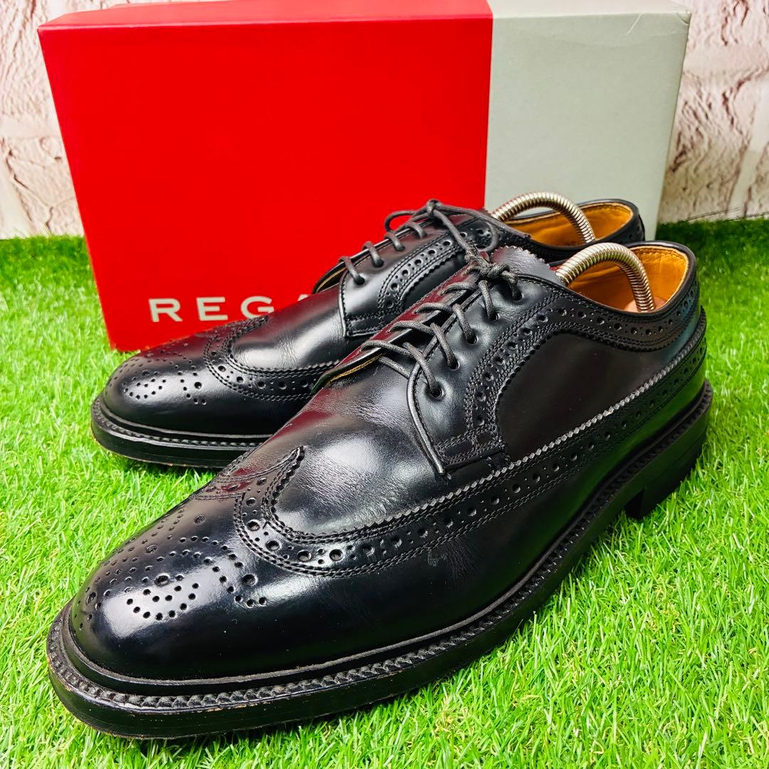 【極美品】REGAL 革靴 ウィングチップ 外羽根 厚底 メダリオン 25½
