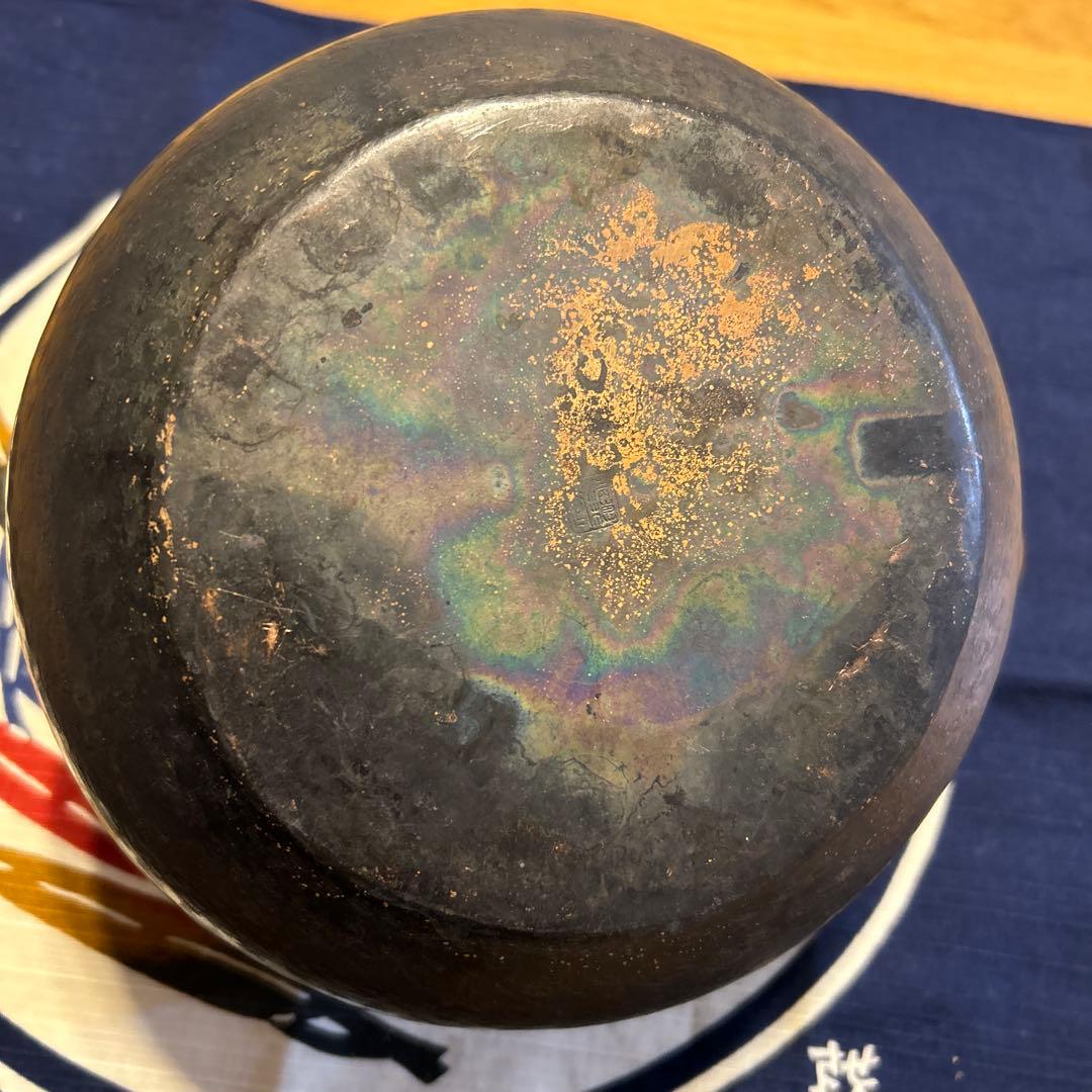 銅製急須 ラタン取っ手　鎚起銅器　燕三条