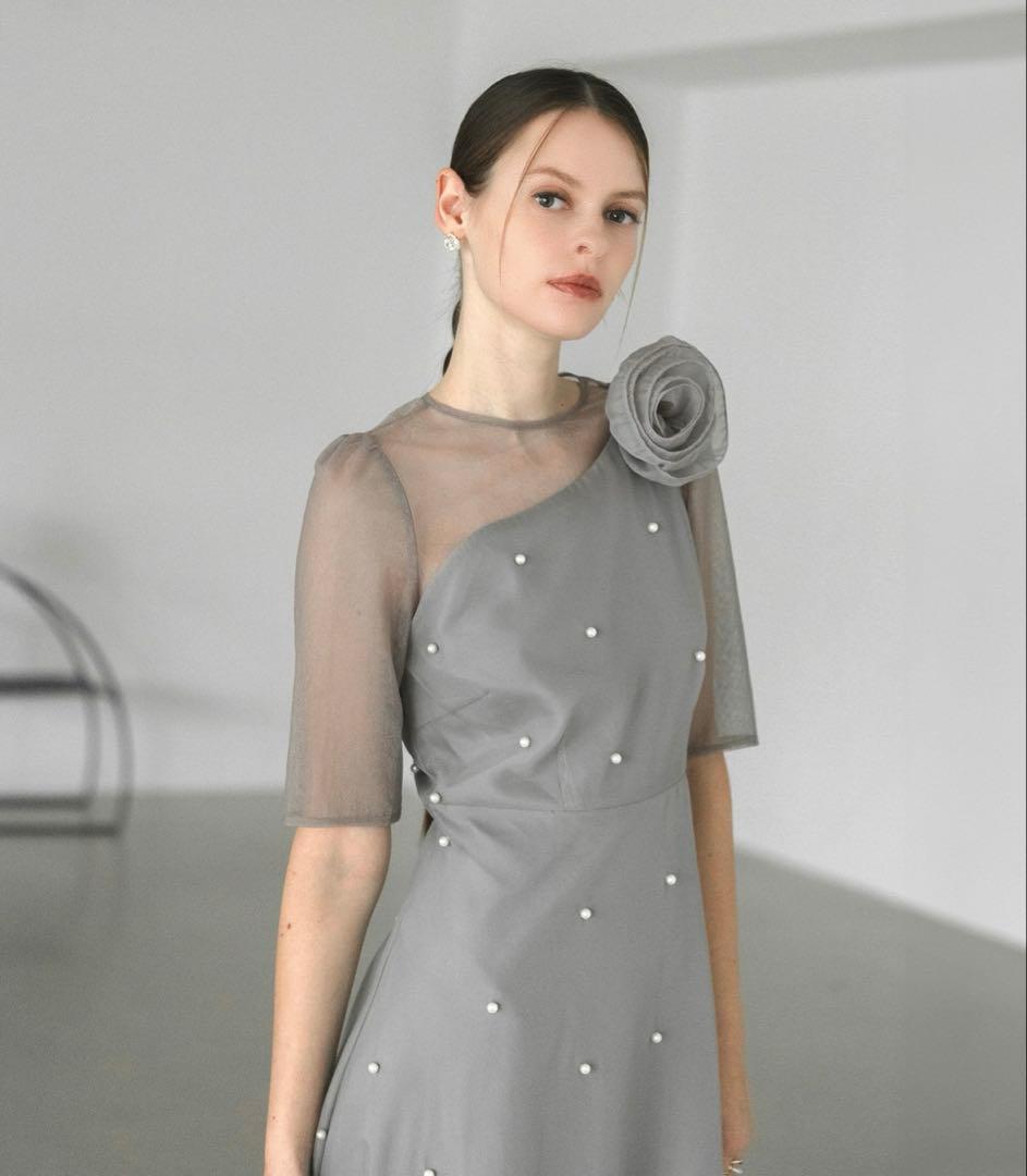 leja オケージョンドレス　グレー　ブルー　水色　パール