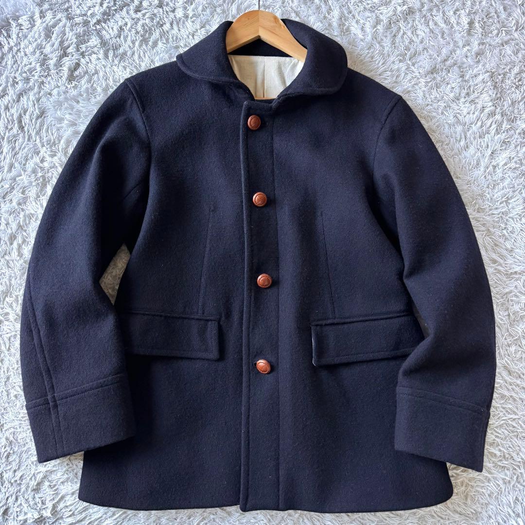 極美品　リングヂャケット　メルトン　ピーコート　クルミボタン　ネイビー　紺　46
