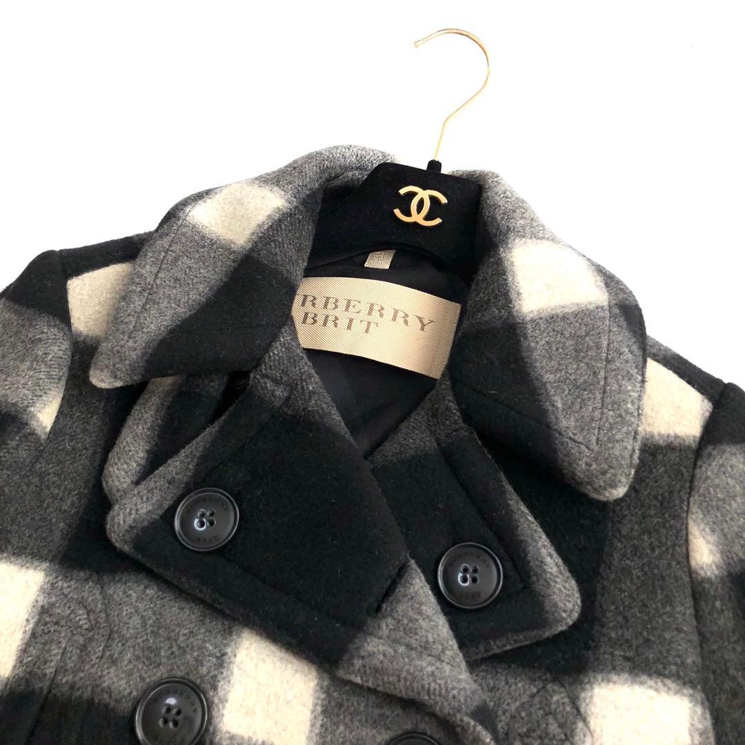 極美品✨️BURBERRY BRIT チェック ウール レザー ピーコート L