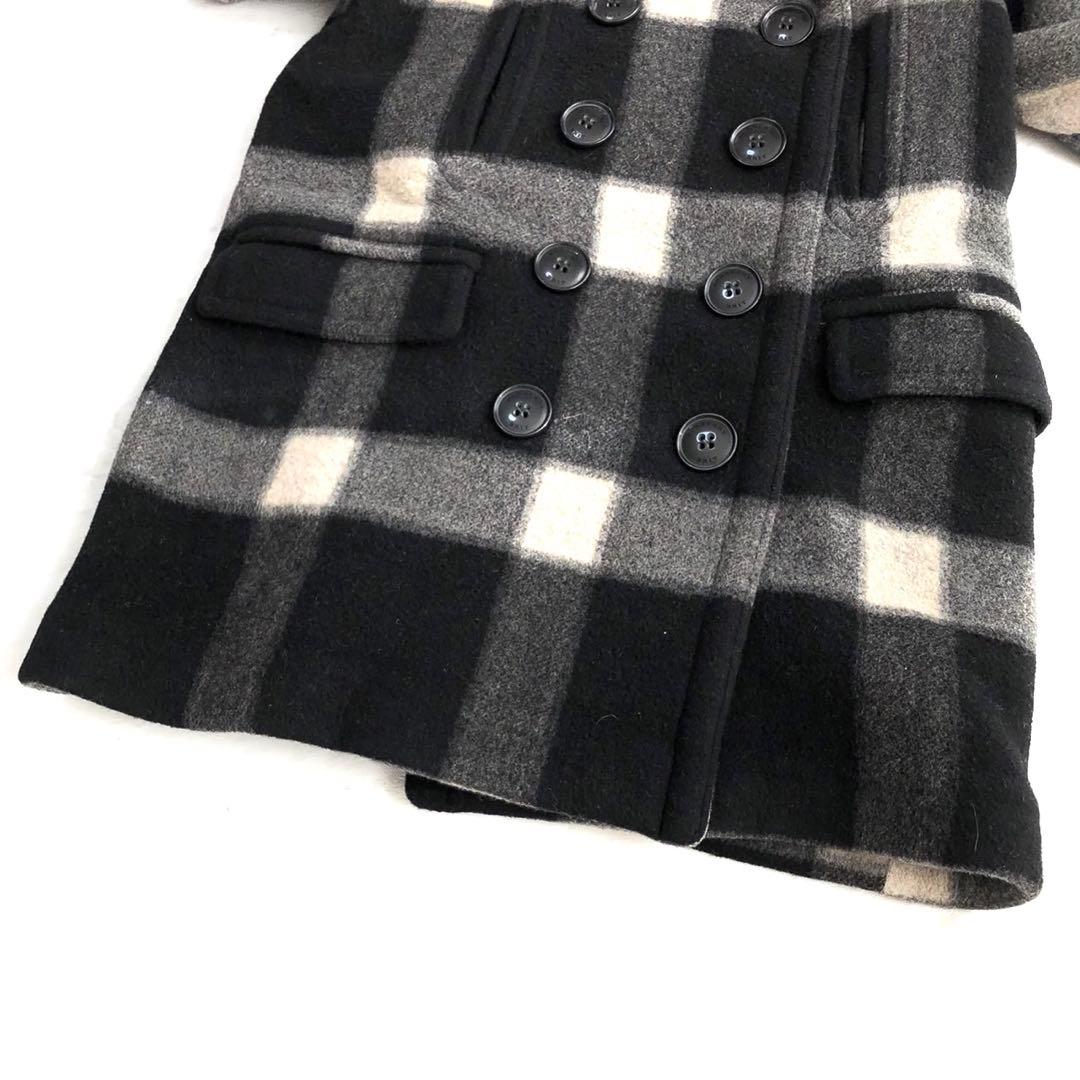 極美品✨️BURBERRY BRIT チェック ウール レザー ピーコート L