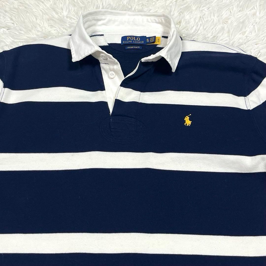ラルフローレン 現行QRタグ ラガーシャツボーダー 大きいサイズXL 裏起毛