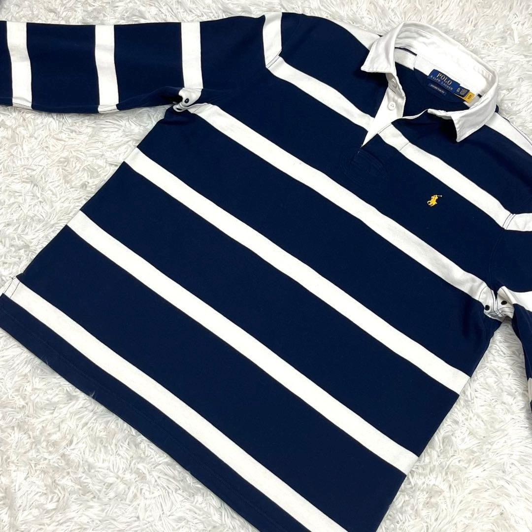 ラルフローレン 現行QRタグ ラガーシャツボーダー 大きいサイズXL 裏起毛