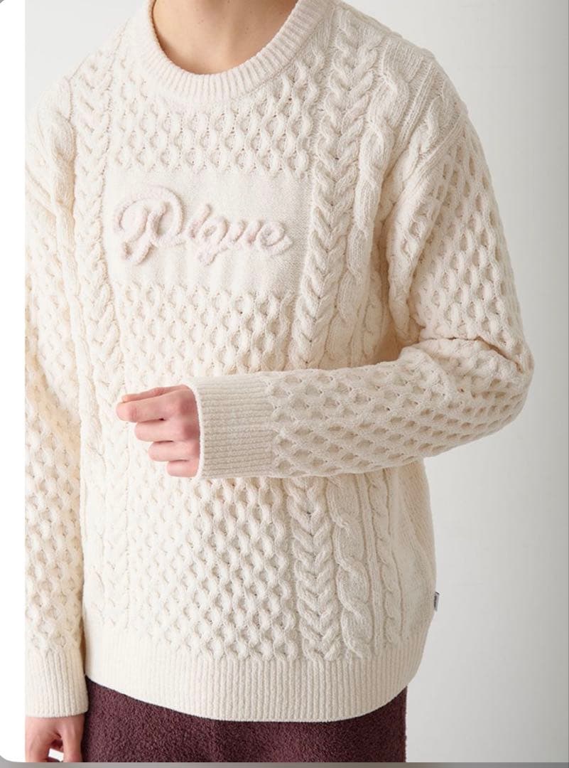 【HOMME】アランプルオーバー クリーム　新品タグ付き　M