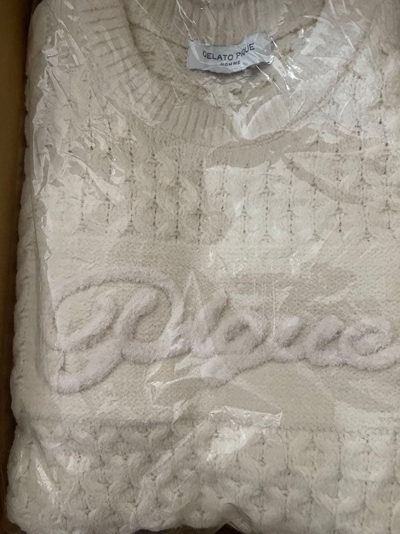 【HOMME】アランプルオーバー クリーム　新品タグ付き　M