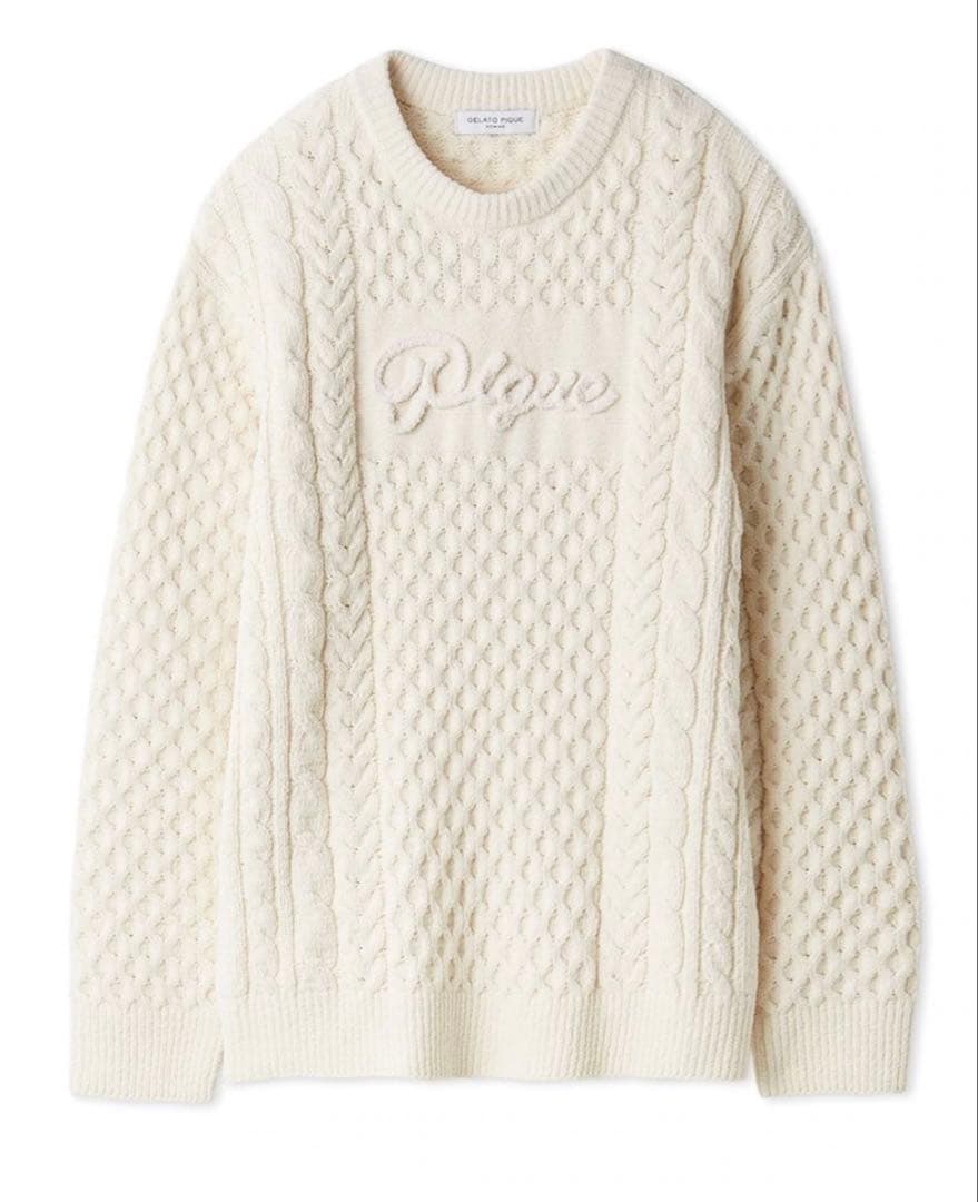 【HOMME】アランプルオーバー クリーム　新品タグ付き　M