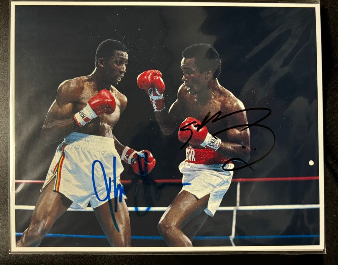 シュガー・レイ・レナード& トーマス・ハーンズ　直筆サインポートレートボクシング