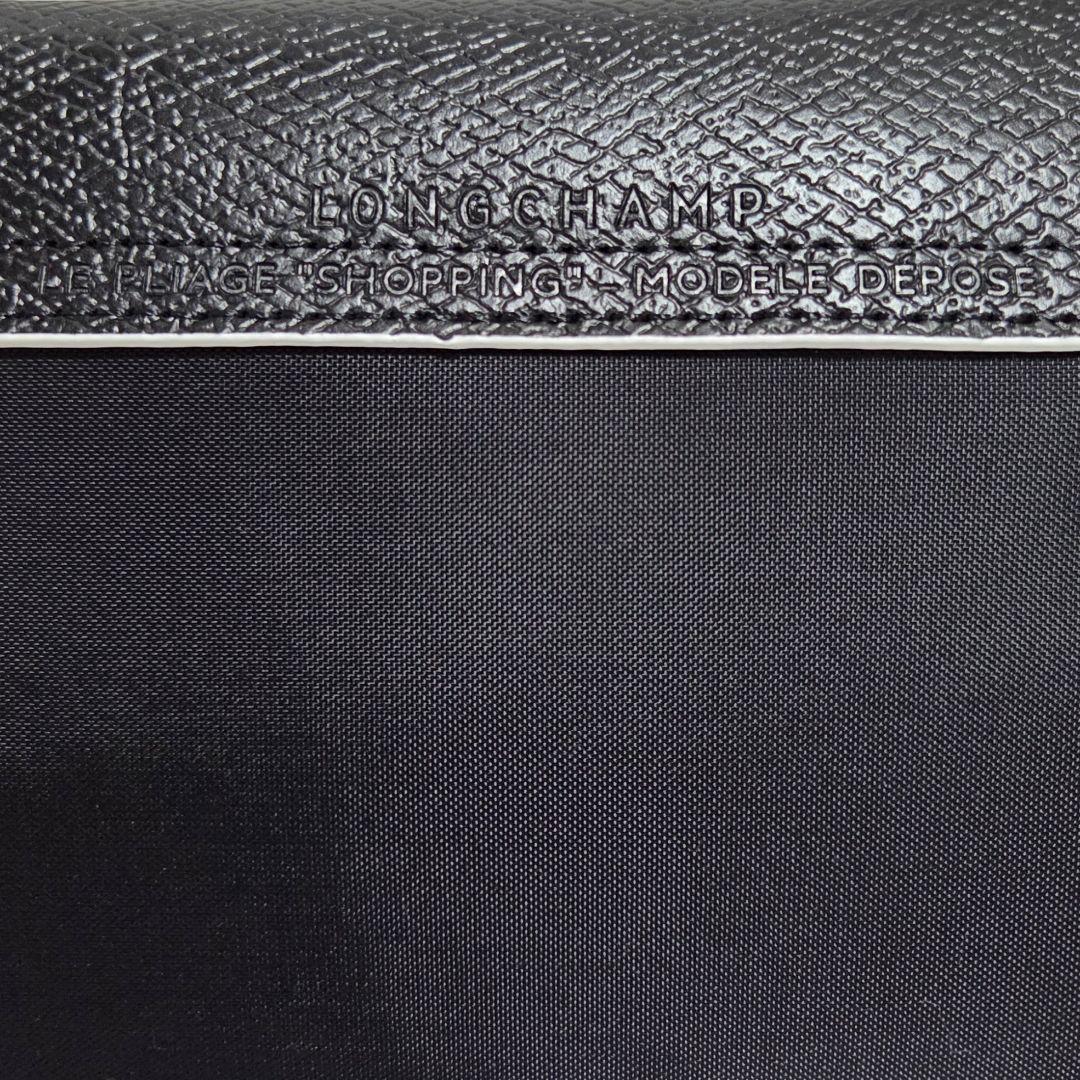 【新品】LONGCHAMP ル プリアージュ トートバッグ M ブラック 白刺繍