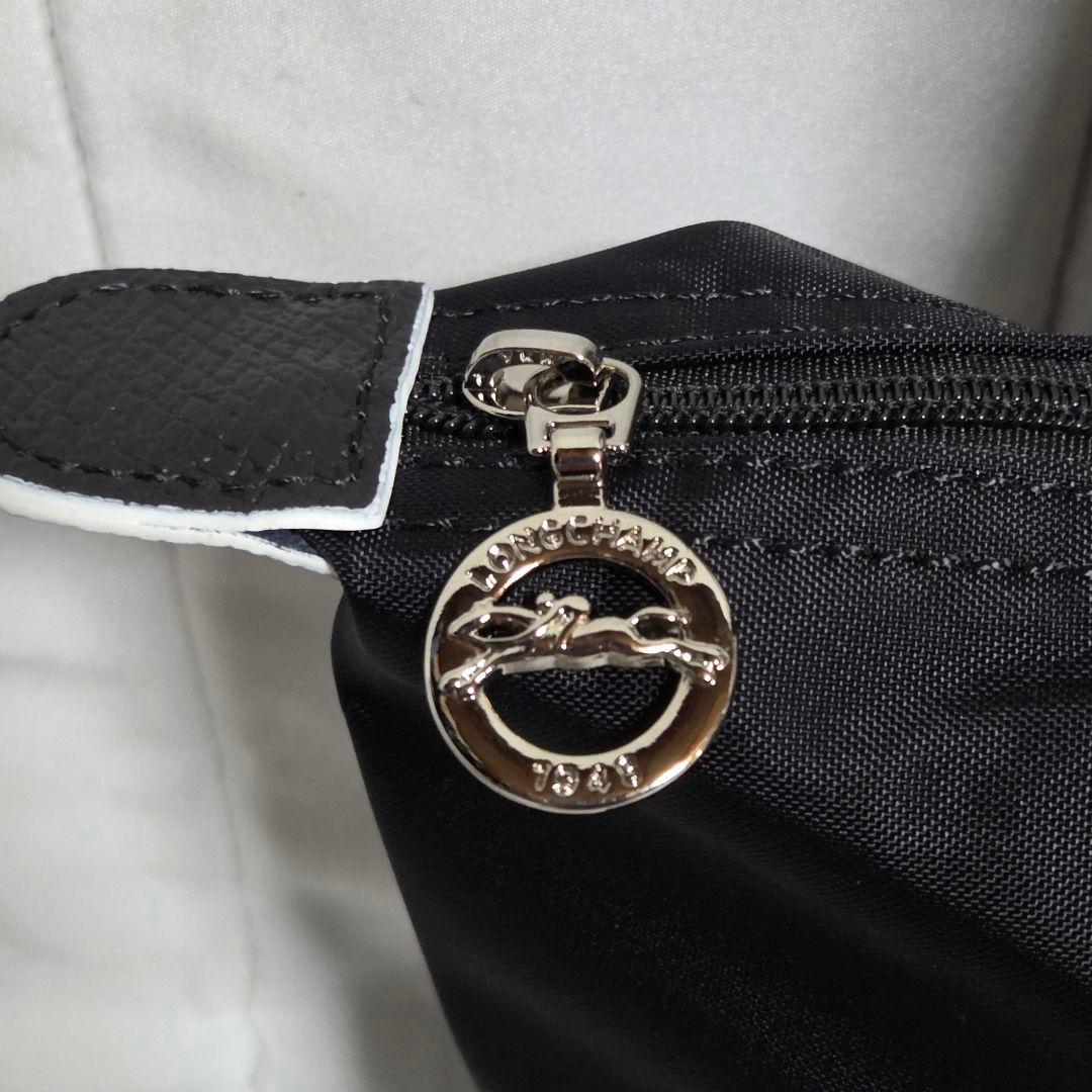 【新品】LONGCHAMP ル プリアージュ トートバッグ M ブラック 白刺繍