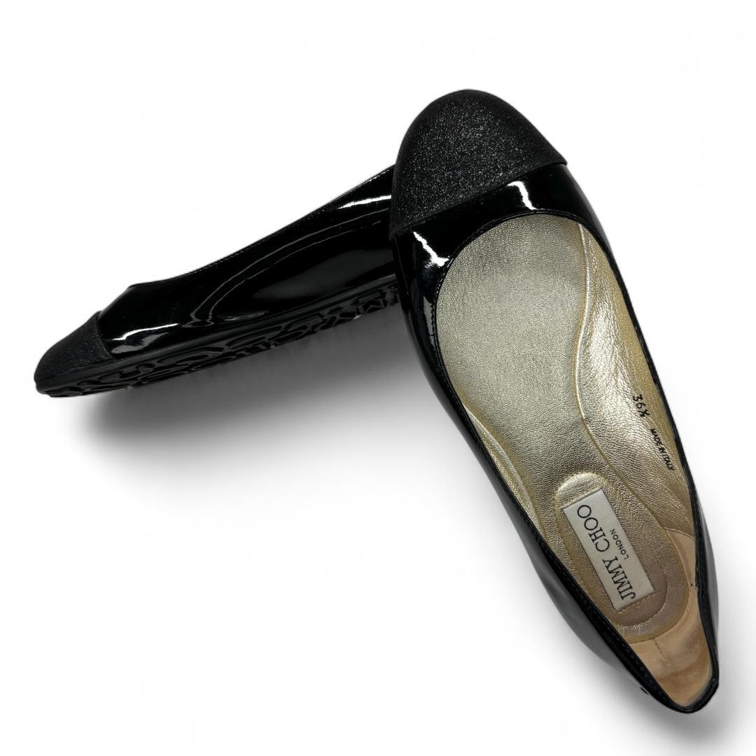 美品 ジミーチュウ フラットシューズ 黒 36.5 23.5cm相当 グリッター