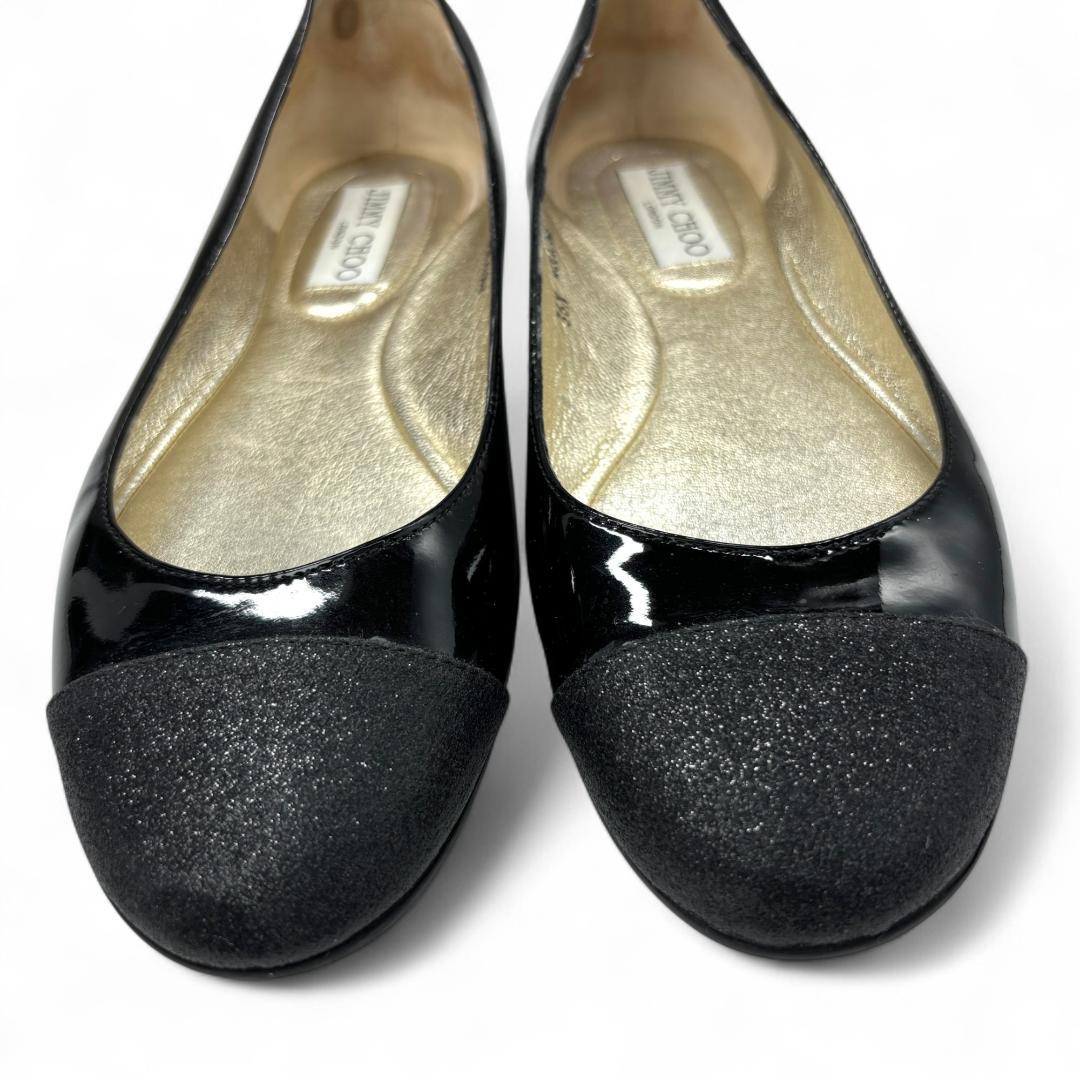 美品 ジミーチュウ フラットシューズ 黒 36.5 23.5cm相当 グリッター