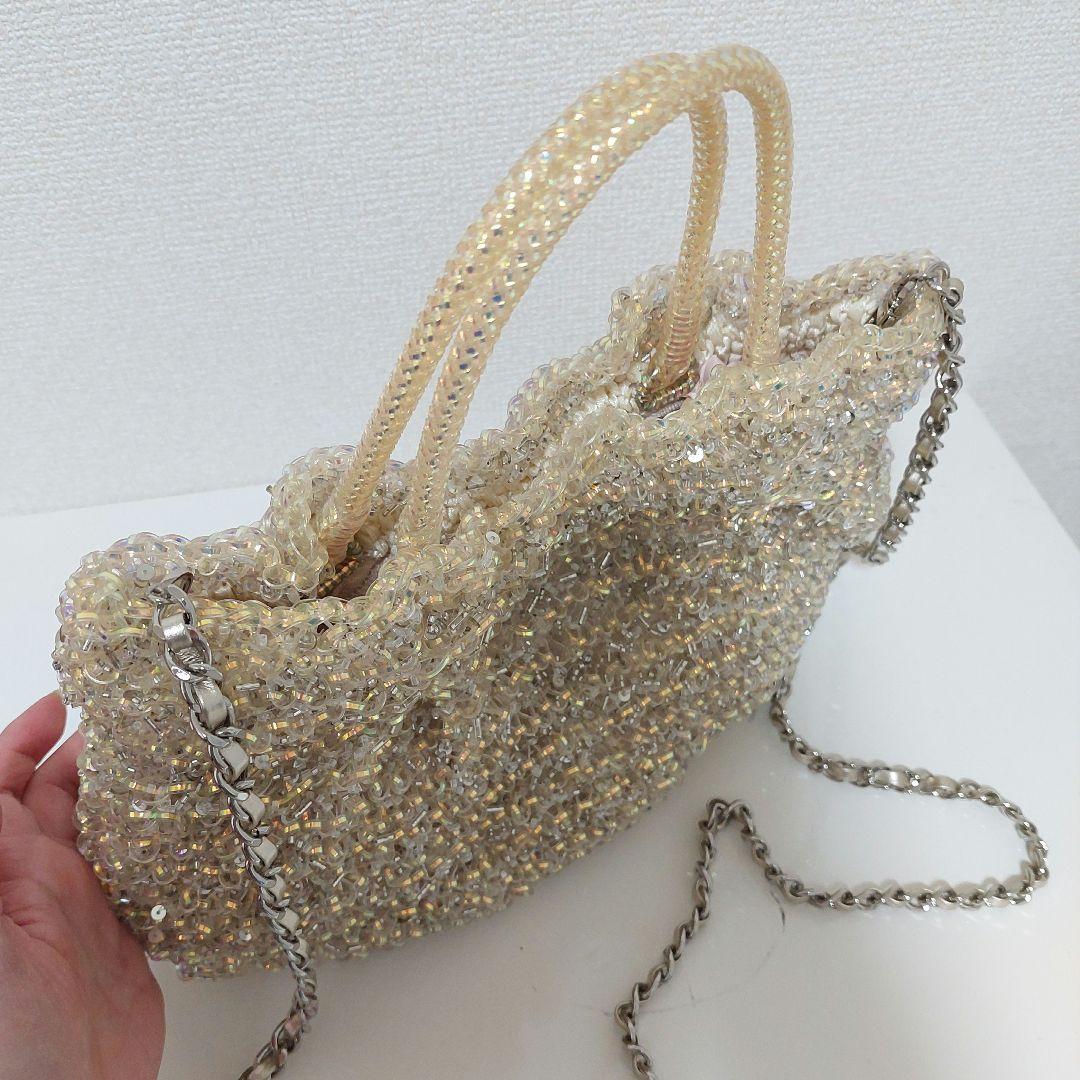 アンテプリマ 限定 ステッラホワイト ワイヤーグリッター バッグ ななめがけ