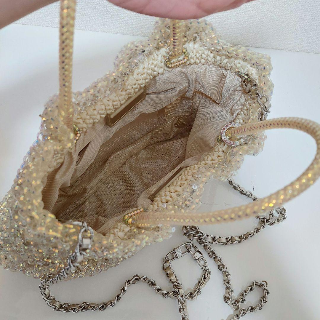アンテプリマ 限定 ステッラホワイト ワイヤーグリッター バッグ ななめがけ