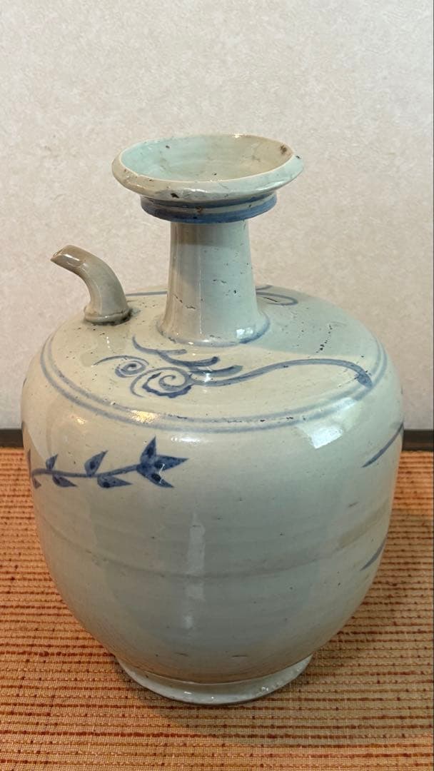 古民具　古染付　水柱　酒壺　白磁 清時代　中国美術　骨董