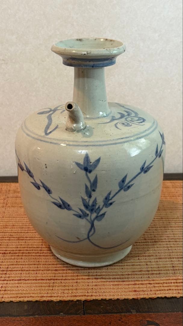 古民具　古染付　水柱　酒壺　白磁 清時代　中国美術　骨董