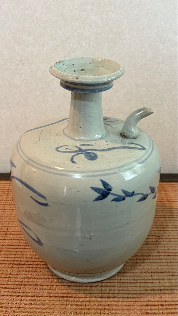 古民具　古染付　水柱　酒壺　白磁 清時代　中国美術　骨董