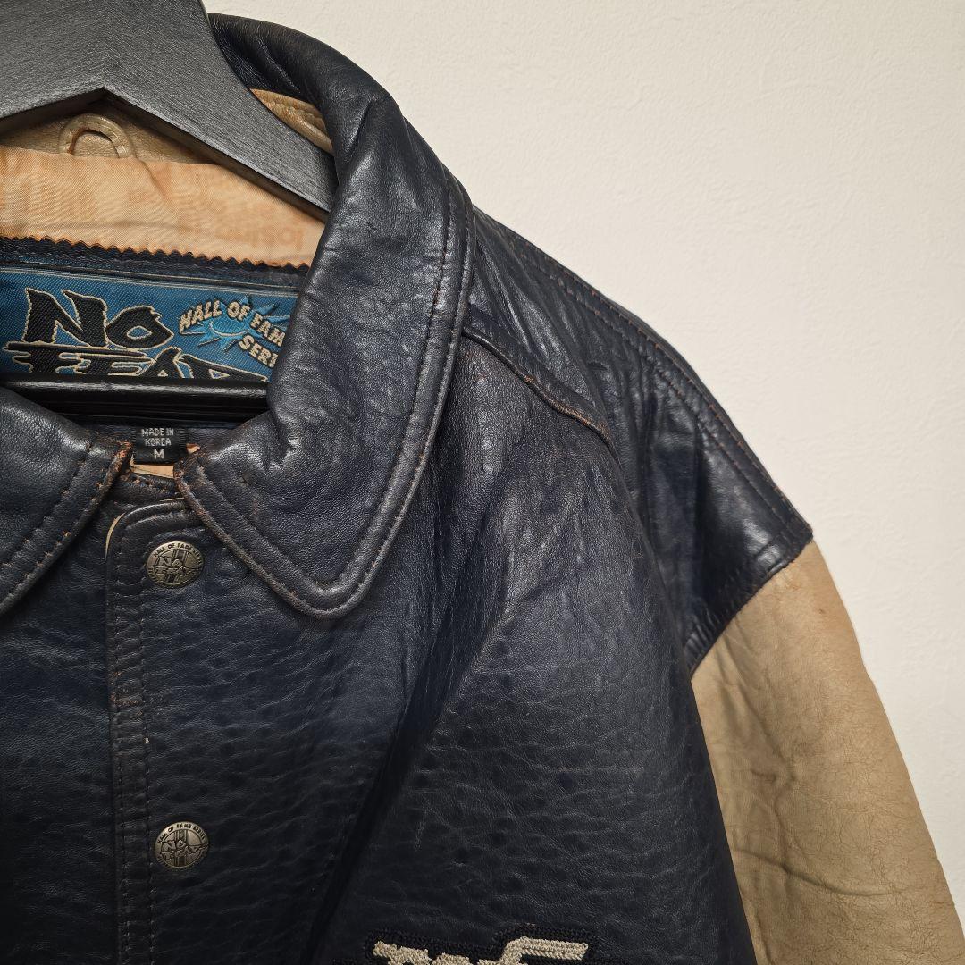 超貴重！NO FEAR ノーフィア　オールレザー　ビッグロゴ　スタジャン　M