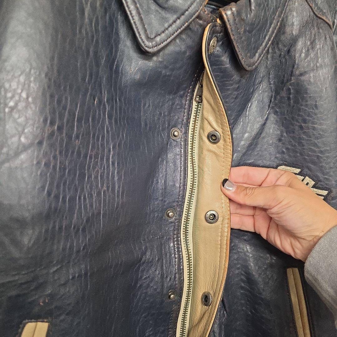 超貴重！NO FEAR ノーフィア　オールレザー　ビッグロゴ　スタジャン　M