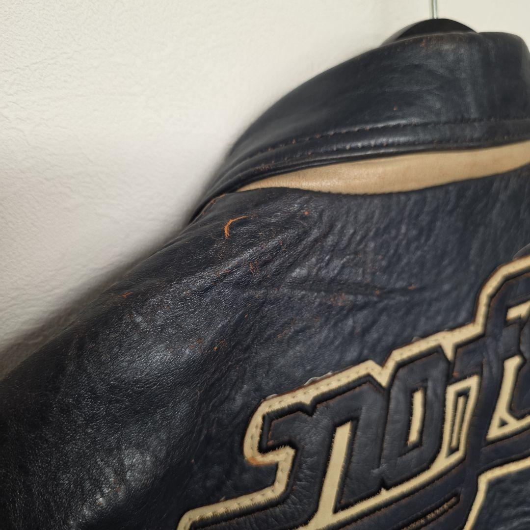 超貴重！NO FEAR ノーフィア　オールレザー　ビッグロゴ　スタジャン　M