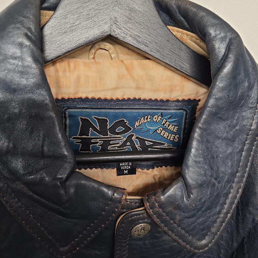 超貴重！NO FEAR ノーフィア　オールレザー　ビッグロゴ　スタジャン　M