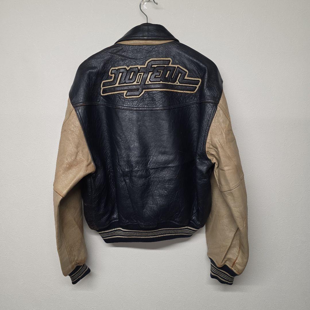 超貴重！NO FEAR ノーフィア　オールレザー　ビッグロゴ　スタジャン　M