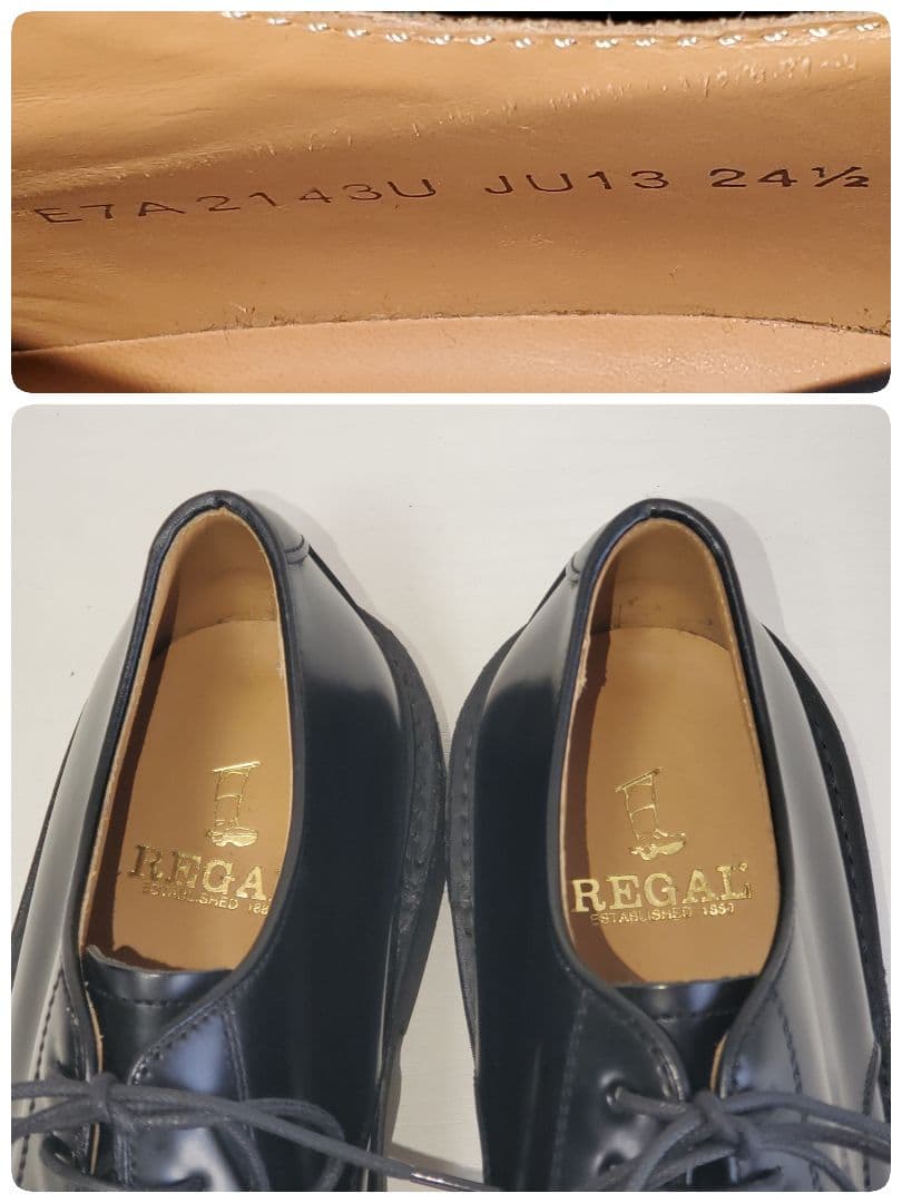 REGALリーガルJU13本革 プレーントゥ レザーシューズ ビジネス黒24.5