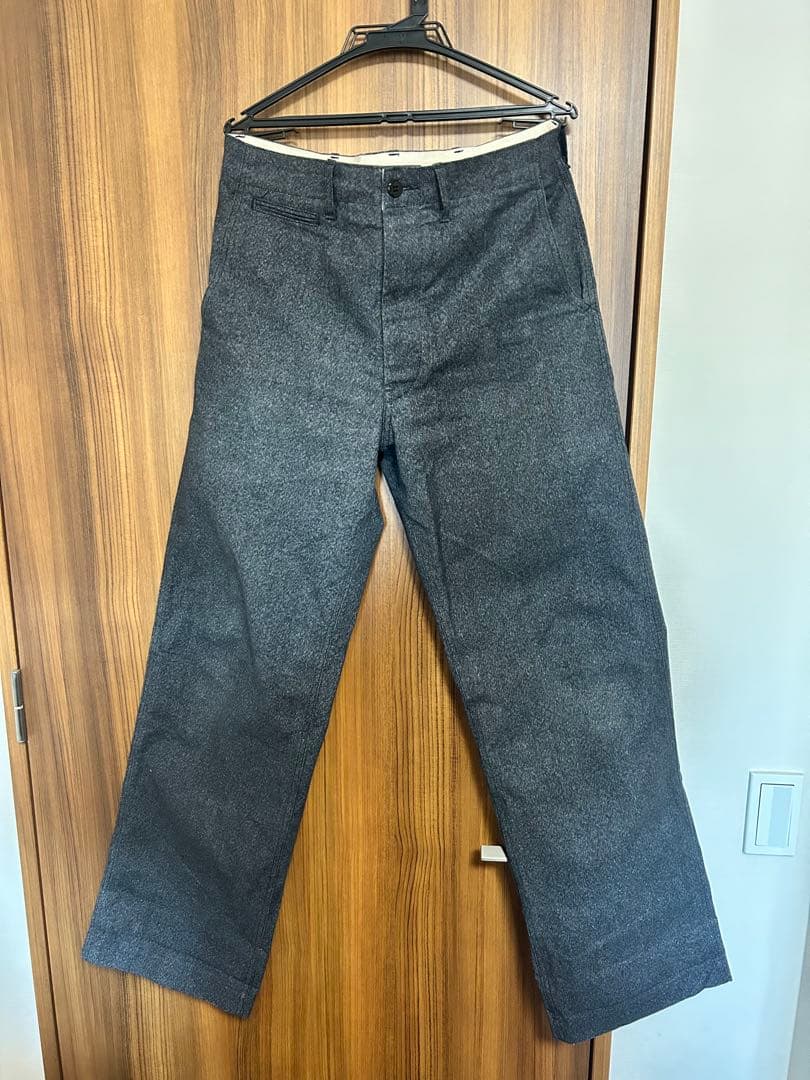 cushman ブラックシャンブレー　トラウザーズ　34インチ　チノパンツ