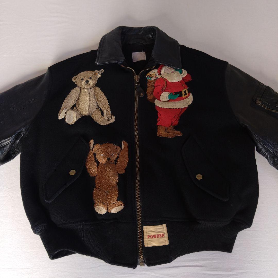 POWDERスタジャンレザーヴィンテージサンタクロース熊ピンクハウスクリスマス