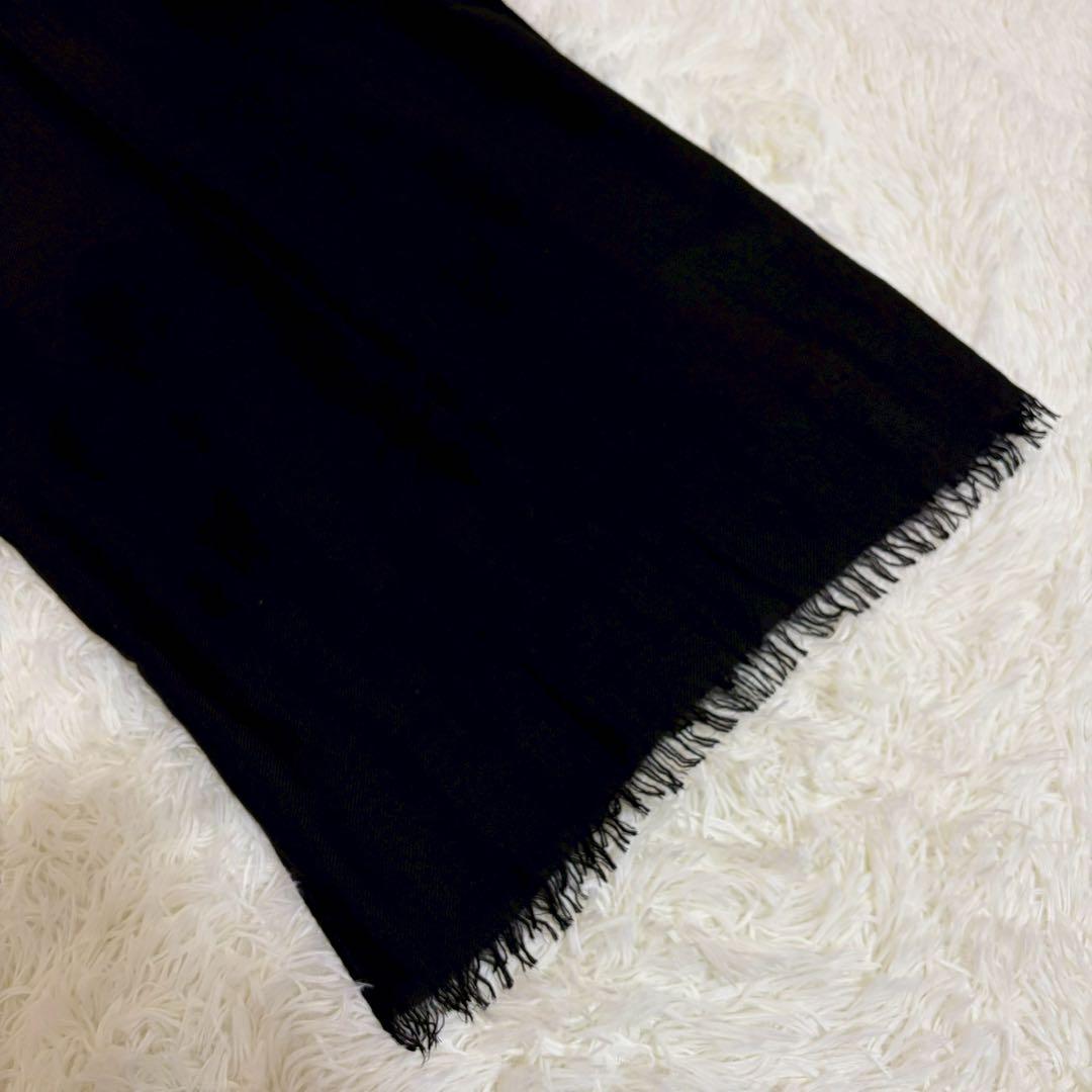 美品 ロロピアーナ カシミヤ シルク マフラー ブラック イタリア製 高級素材