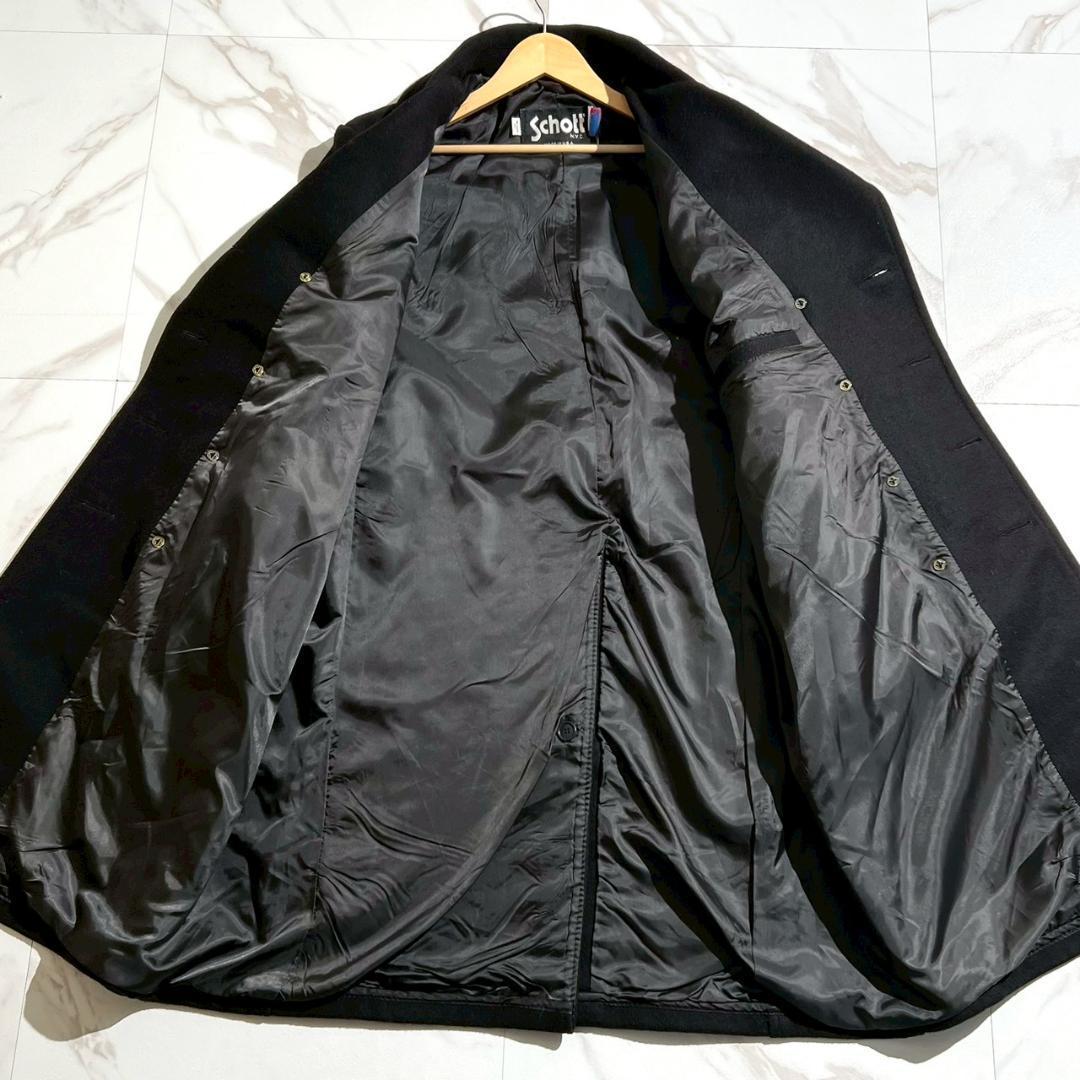 希少90s　USA製　Schott ショット　金ボタン　メルトンPコート　ロング