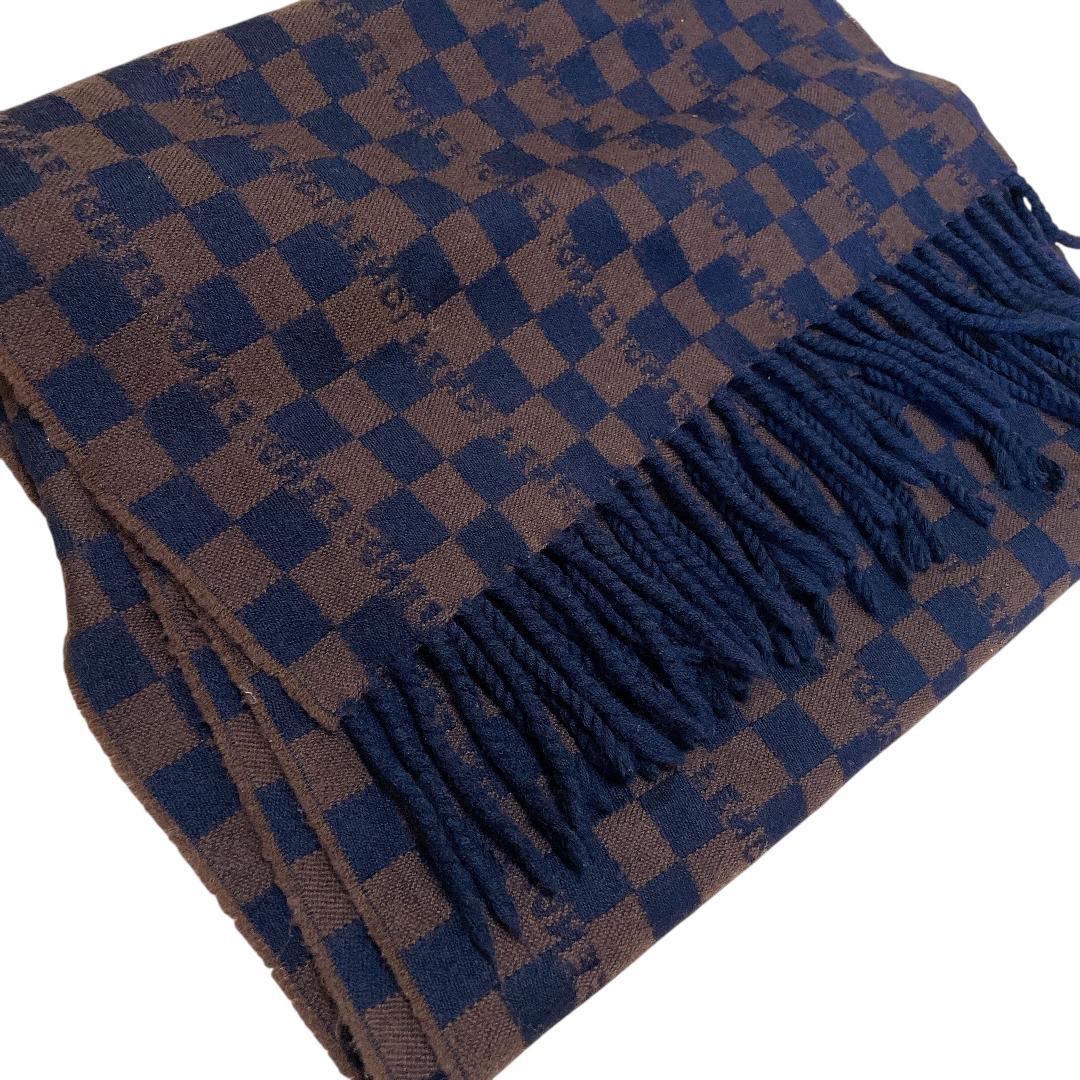 美品 FENDI フェンディ チェック柄 ウール マフラー ストール m487