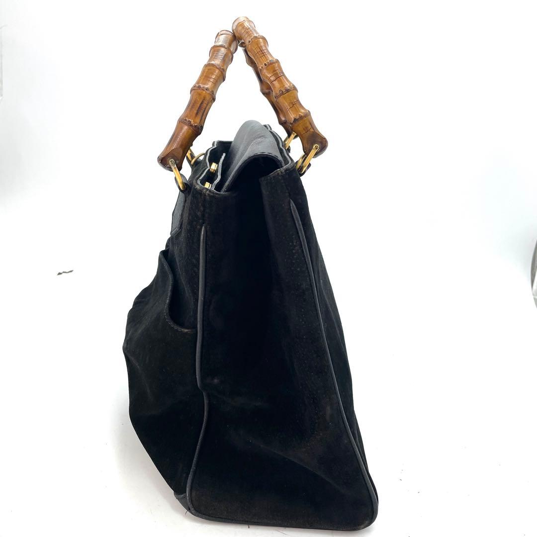 グッチ ハンドバッグ バンブー スエード ビジネス 黒 FM646