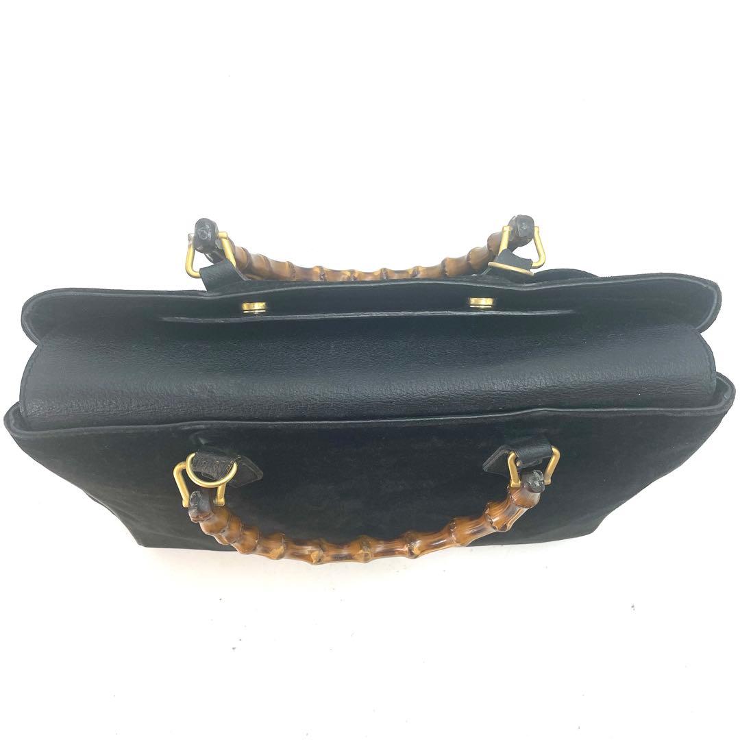 グッチ ハンドバッグ バンブー スエード ビジネス 黒 FM646