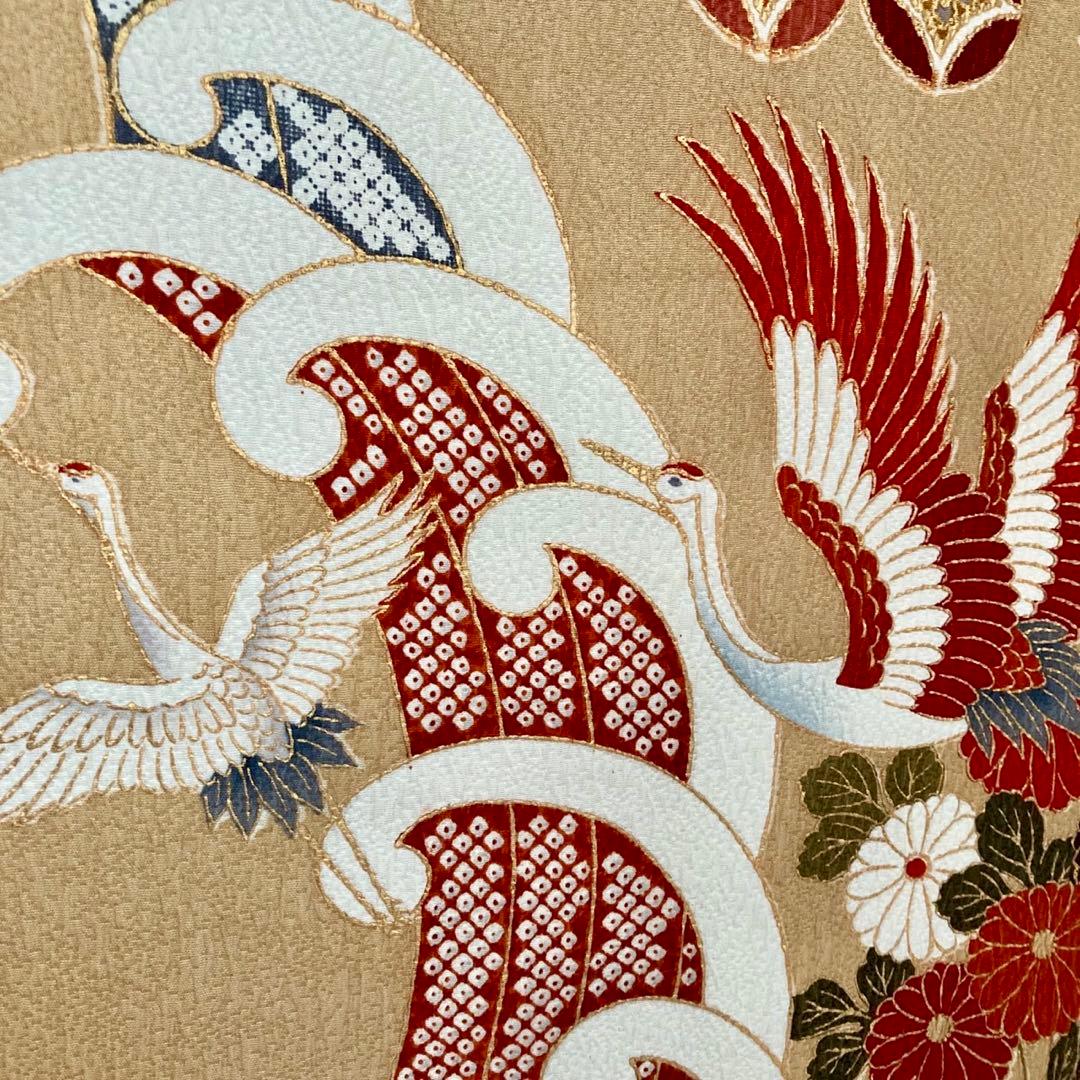 古典柄 鶴 波文様 振袖4点セット‼️お振袖セット‼️TM NO129 フルセット