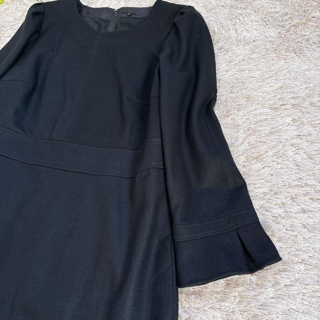 極美品✨トゥービーシック 大きめサイズ フリル ウール ワンピース 黒 46