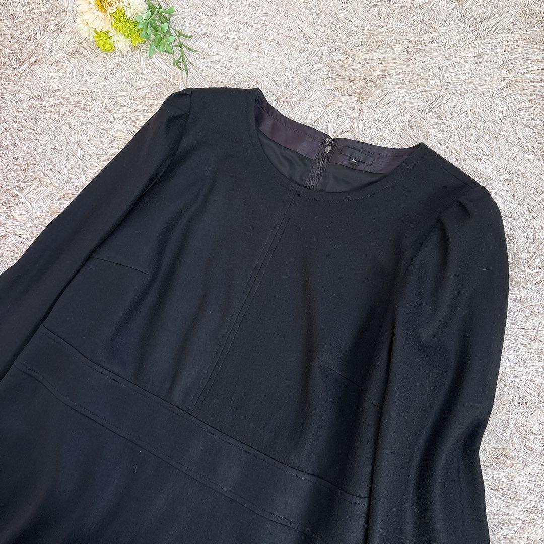 極美品✨トゥービーシック 大きめサイズ フリル ウール ワンピース 黒 46