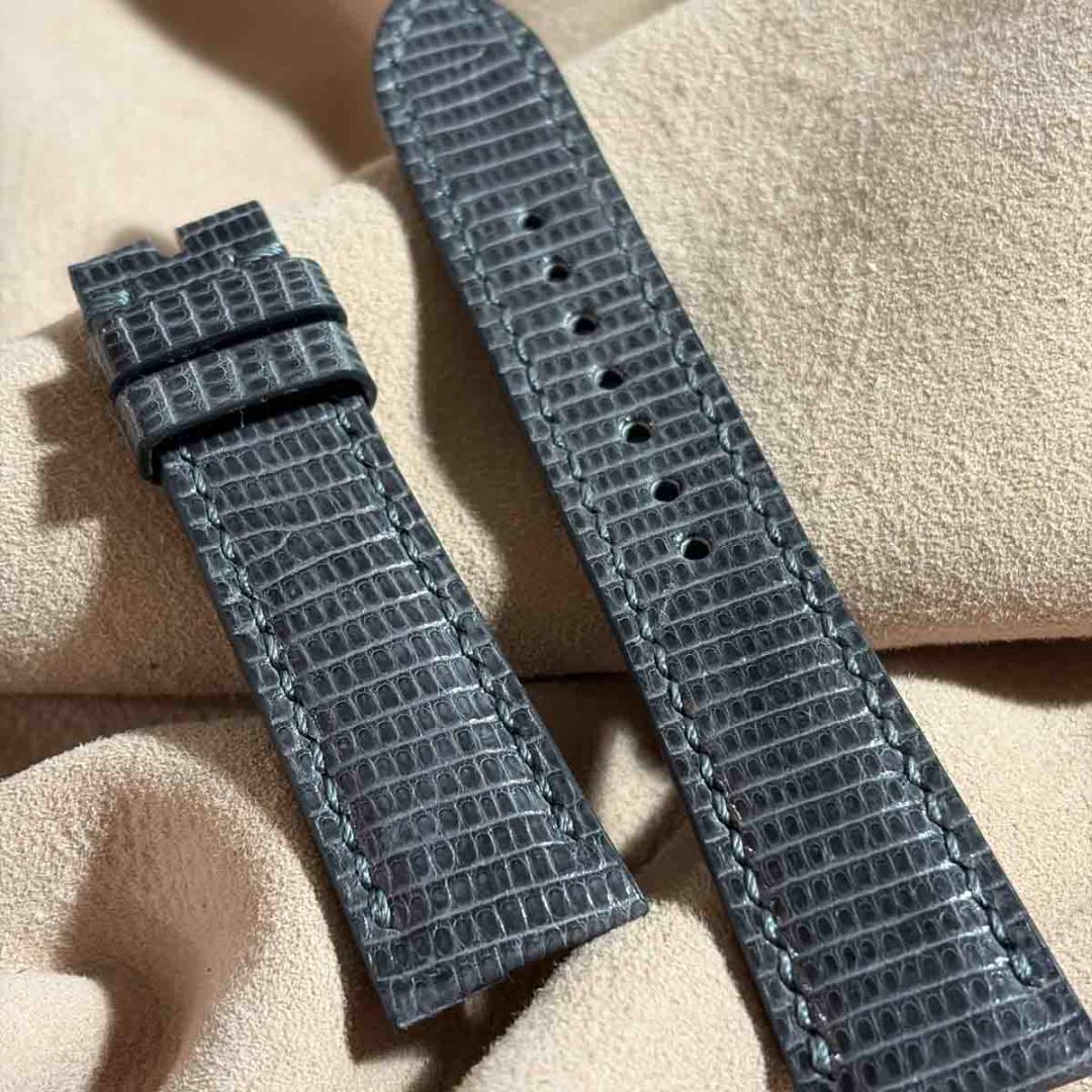 liz-356 クイックリリース込みリザード ベルト グレー ラグ幅21 mm