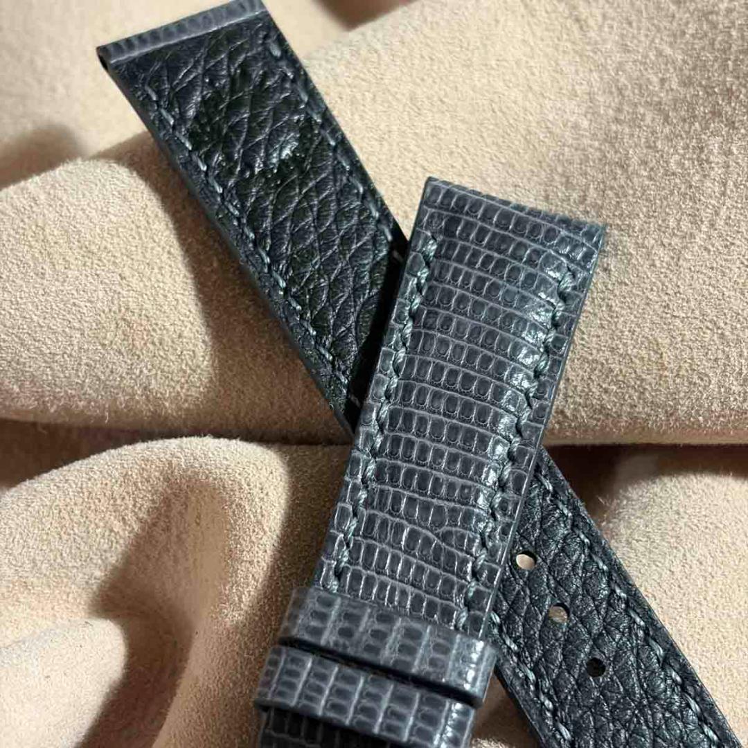 liz-356 クイックリリース込みリザード ベルト グレー ラグ幅21 mm