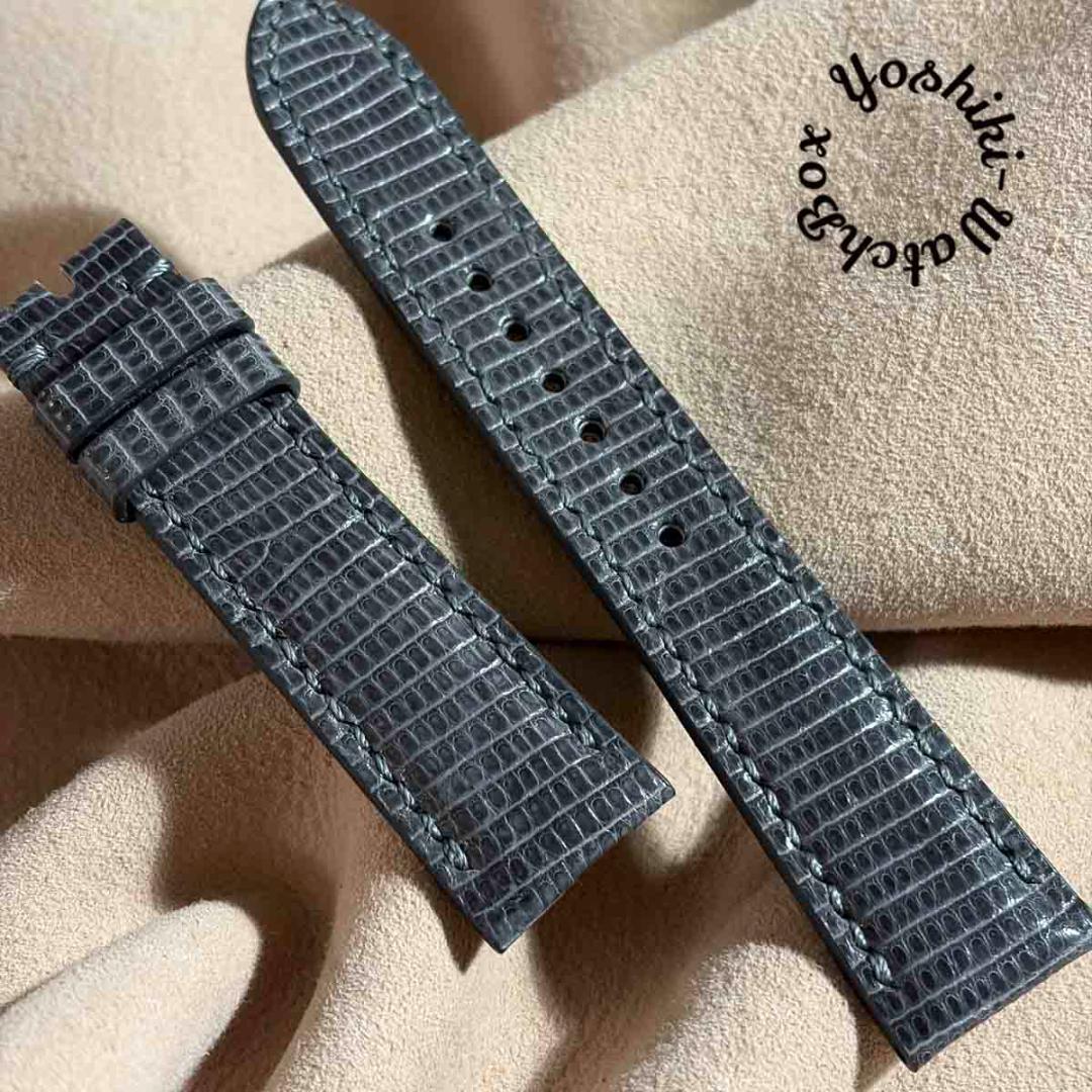 liz-356 クイックリリース込みリザード ベルト グレー ラグ幅21 mm