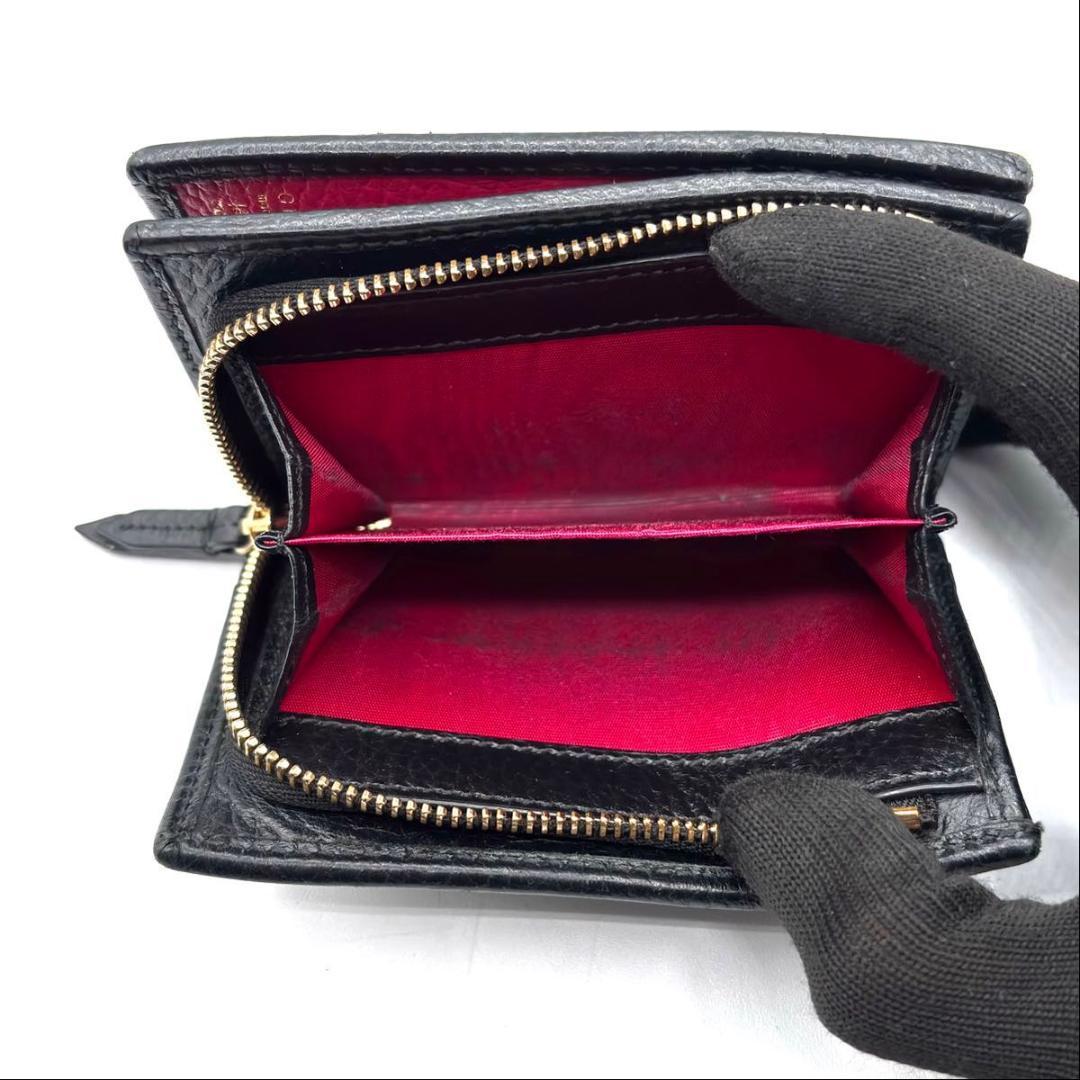 希少 完売品 日本限定 新品同様 箱袋付 グッチ ダブルG 二つ折り財布 黒 赤