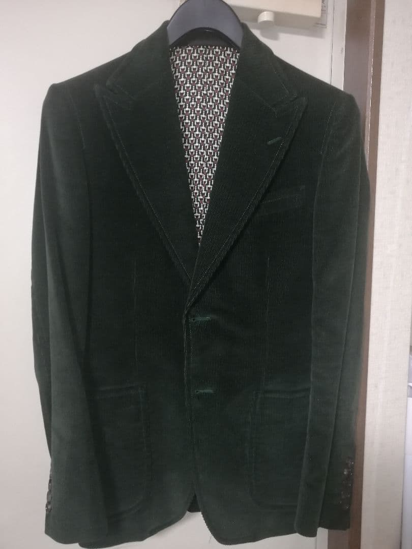 GUCCI ダークグリーン コーデュロイ テーラードジャケット