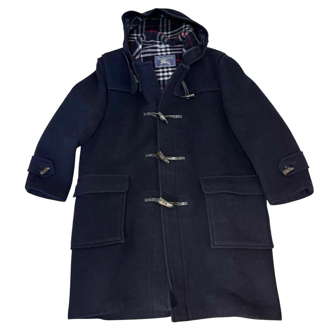 【美品】希少　3L Burberrysダッフルコート　ノバチェック　英国製　紺