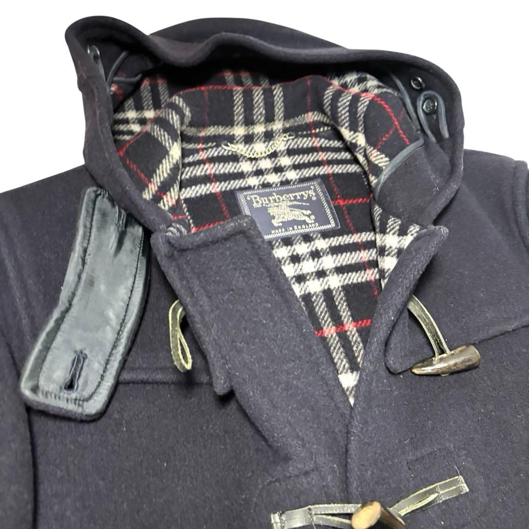 【美品】希少　3L Burberrysダッフルコート　ノバチェック　英国製　紺