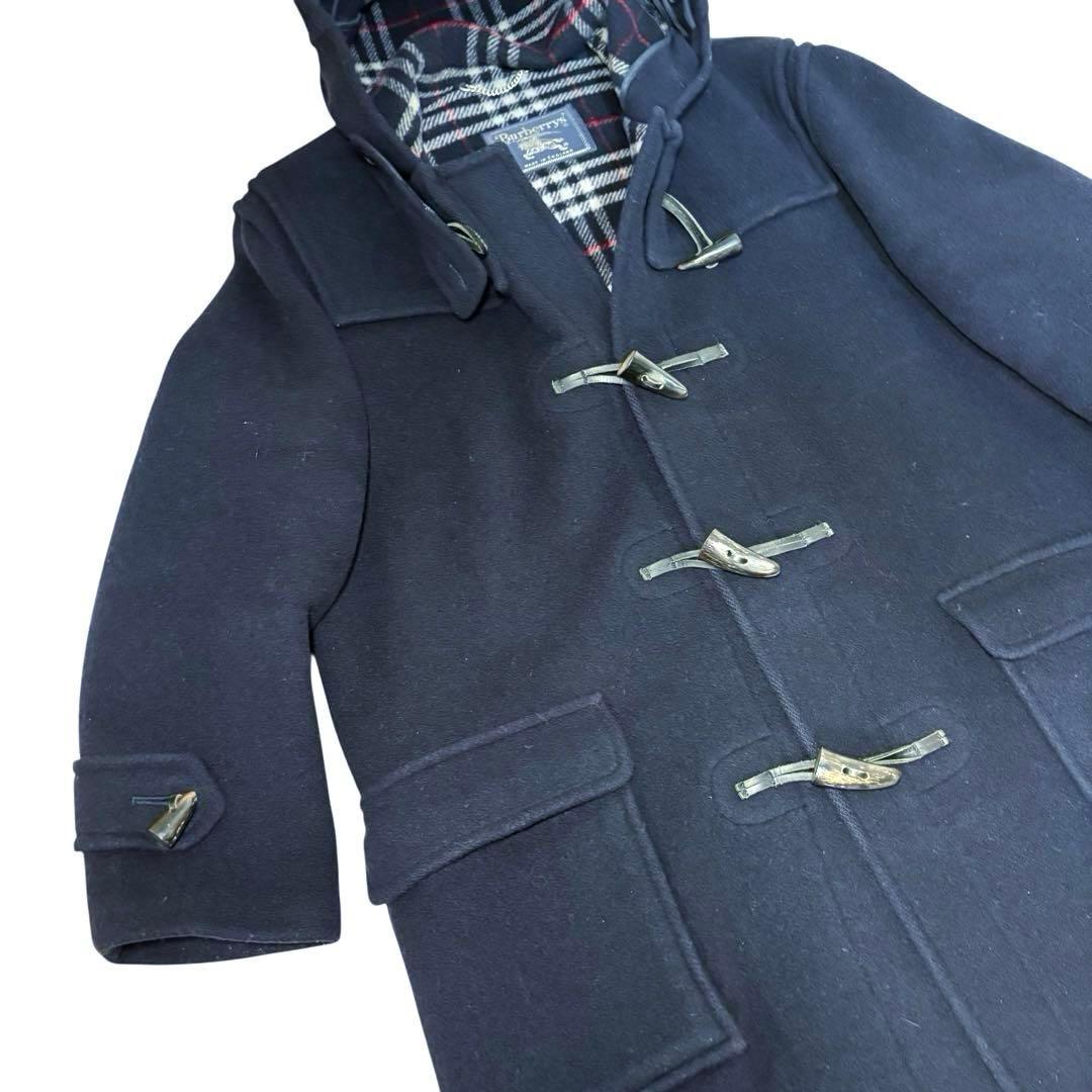 【美品】希少　3L Burberrysダッフルコート　ノバチェック　英国製　紺