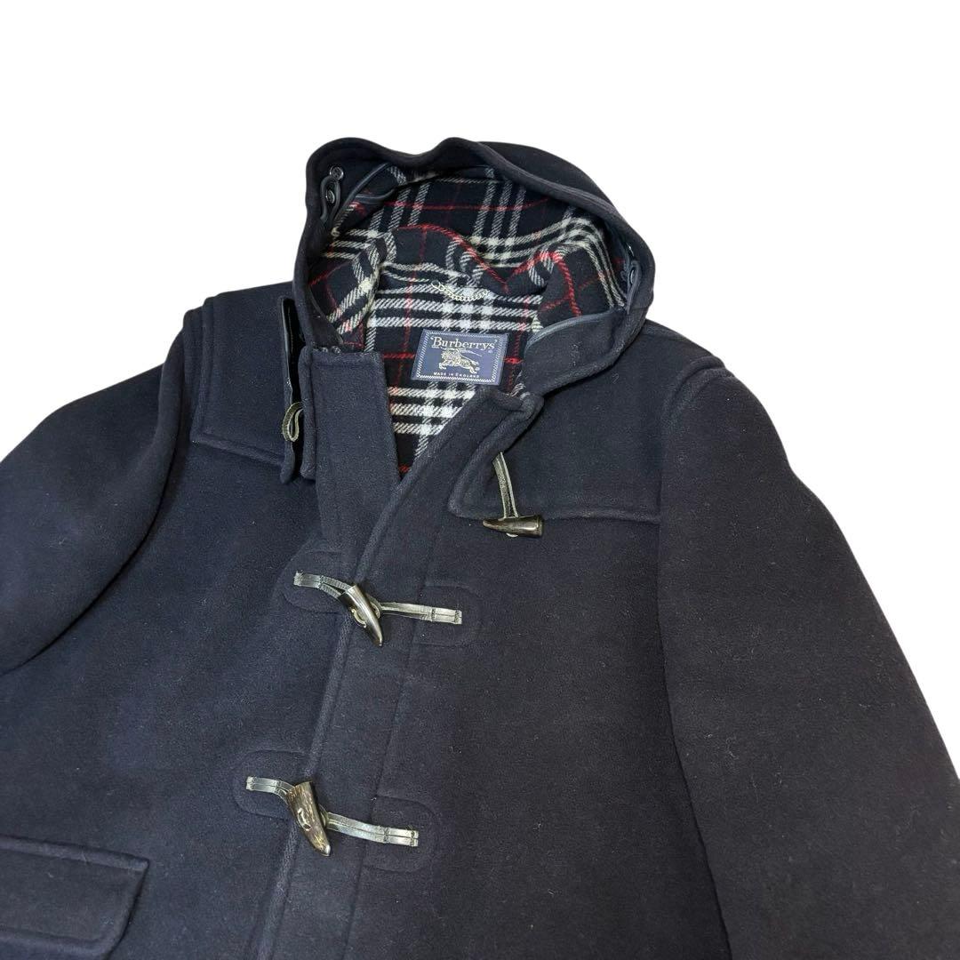 【美品】希少　3L Burberrysダッフルコート　ノバチェック　英国製　紺