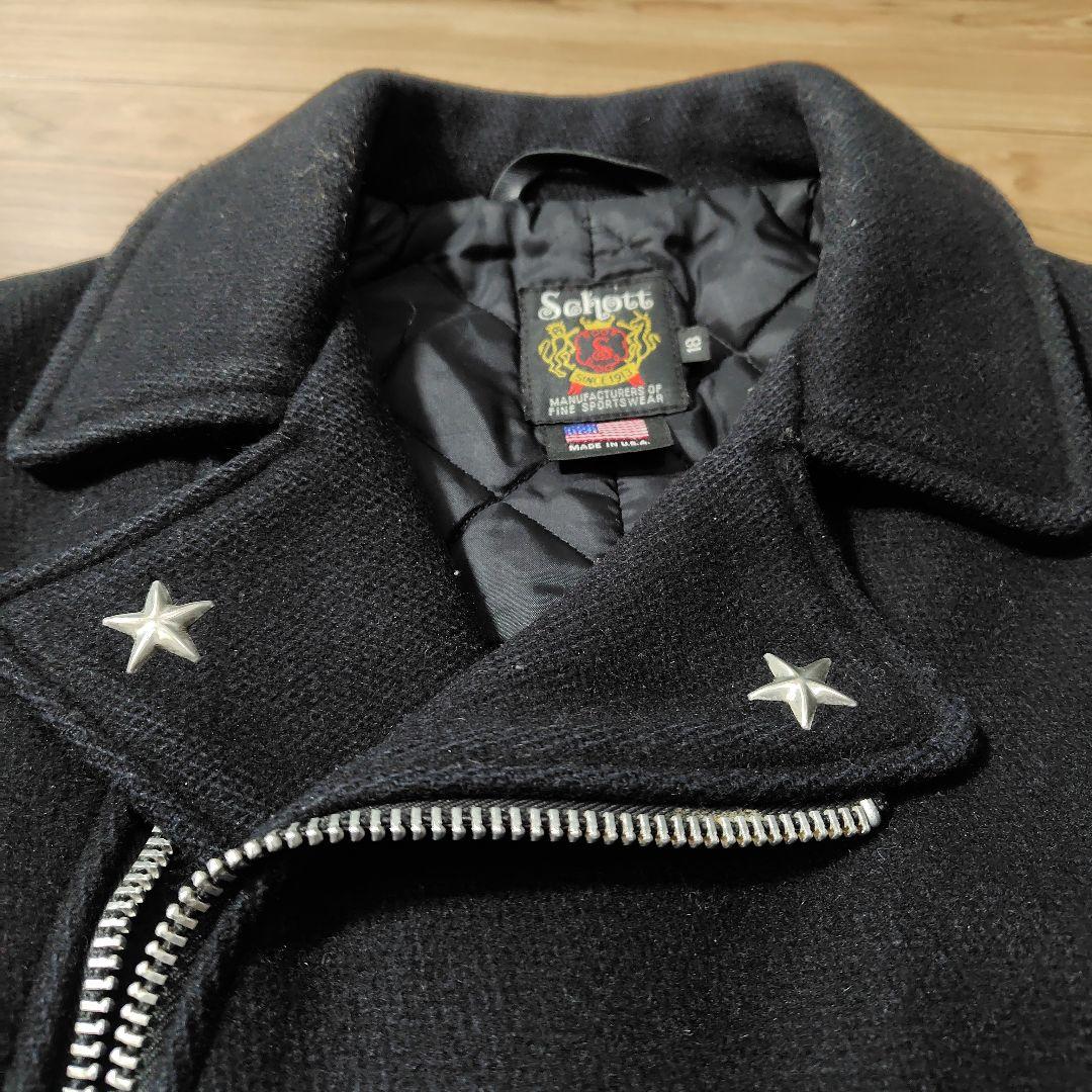 ひ*ろ様 Schott ピーコート サイズ18 黒 ウール